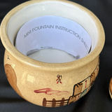 Ceramic lidded jar with hand-painted desert scene and mini fountain instructions - thumbnail 2 of 4