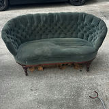 Pair of Green Tufted Upholstered Barrel Chairs and Green Tufted loveseat - thumbnail 8 of 10