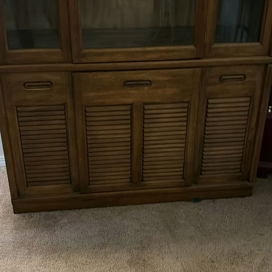 Wooden china cabinet with glass display - image 2 of 6