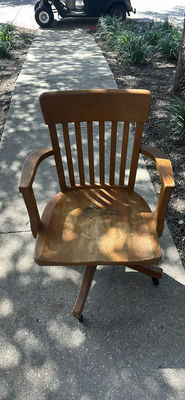 Wooden Swivel Chair with Armrests - Image 1 of 5