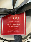 Circa Simple Serve Set of 4 Rim Plates with Wire Stand - thumbnail 2 of 2