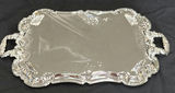 Ornate Silver-Tone Serving Tray with Handles - thumbnail 3 of 6