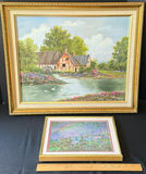 Framed Landscape and Floral Paintings with Canvas Back - thumbnail 1 of 5