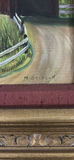 Landscape painting with covered bridge in ornate frame- local Austin artist Mildred Griscom - thumbnail 3 of 8