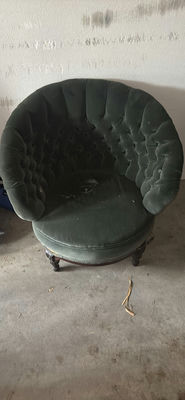 Pair of Green Tufted Upholstered Barrel Chairs and Green Tufted loveseat - Image 1 of 10