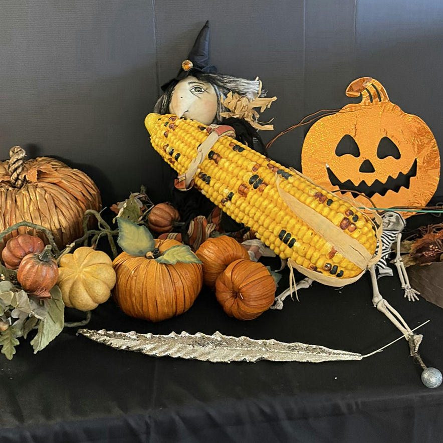 Autumn Halloween Display with Pumpkins, Gourds, and Corn - image 3 of 5