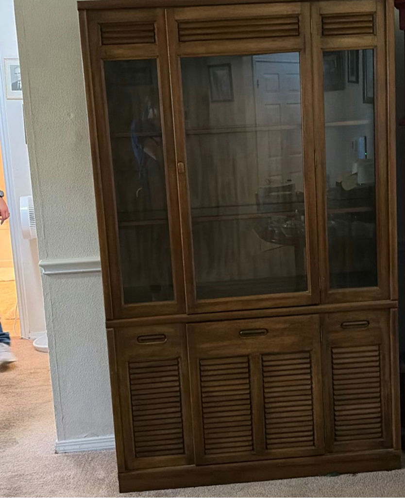 Wooden china cabinet with glass display - image 1 of 6
