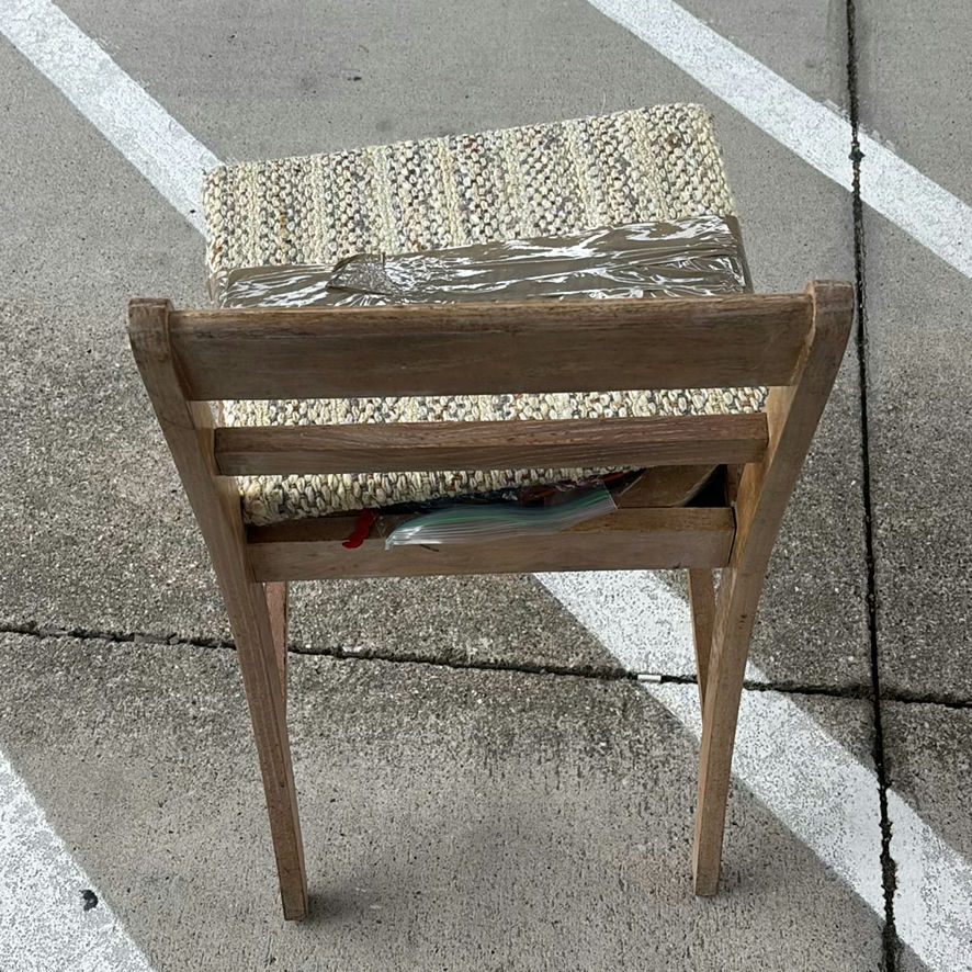 White Plastic Armchair and Wooden Woven-Seat Chair - image 7 of 7