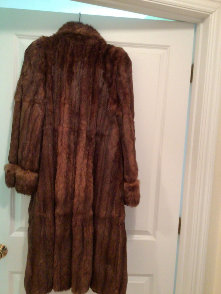 Long brown fur coat with fur cuffs - image 4 of 4