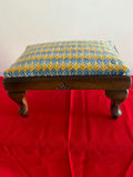 Wooden footstool with knitted cushion - thumbnail 1 of 3
