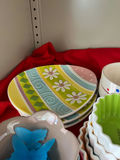 Colorful Spring dinnerware set with plates, bowls, ramekins, muffin cups and a metal pitcher - thumbnail 4 of 5