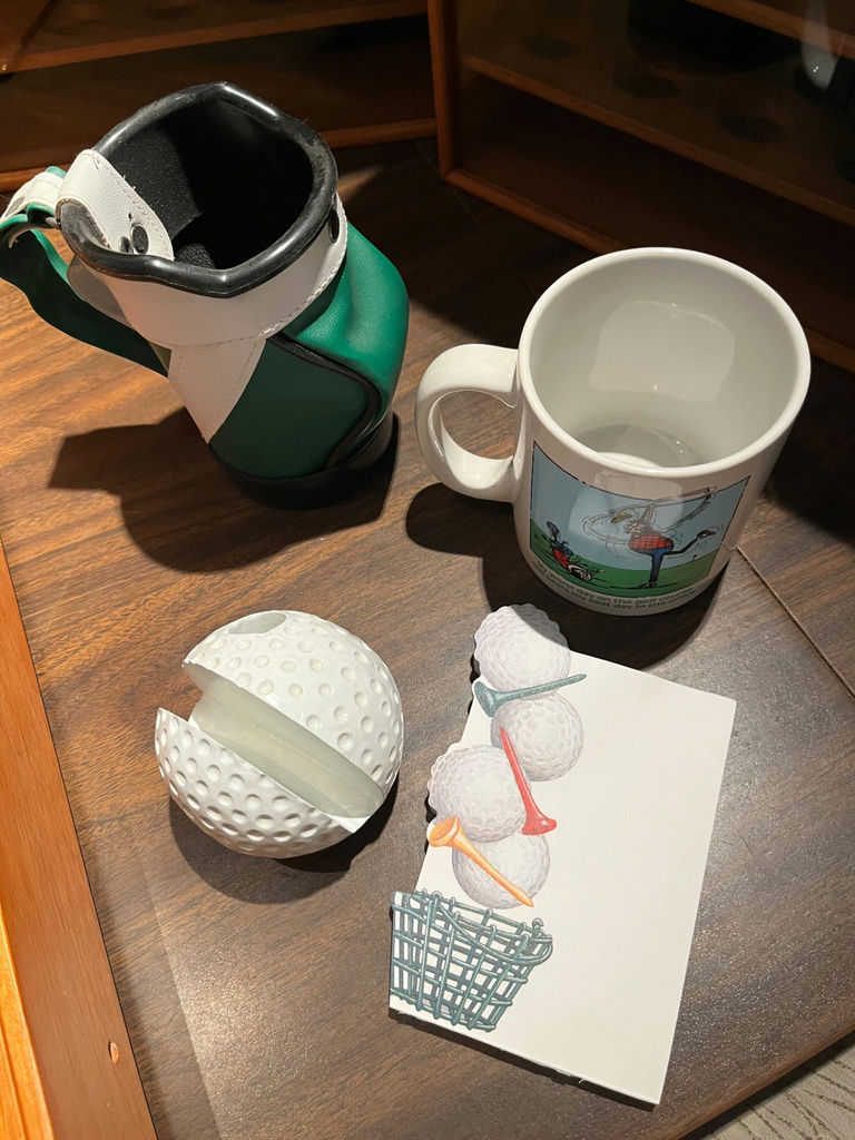 Wooden golf ball rack with glass doors and golf-themed accessories - image 4 of 4