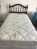 Wooden bed frame with mattress - thumbnail 1 of 2