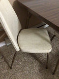 Dark wood dining table with beige upholstered chairs - thumbnail 2 of 4