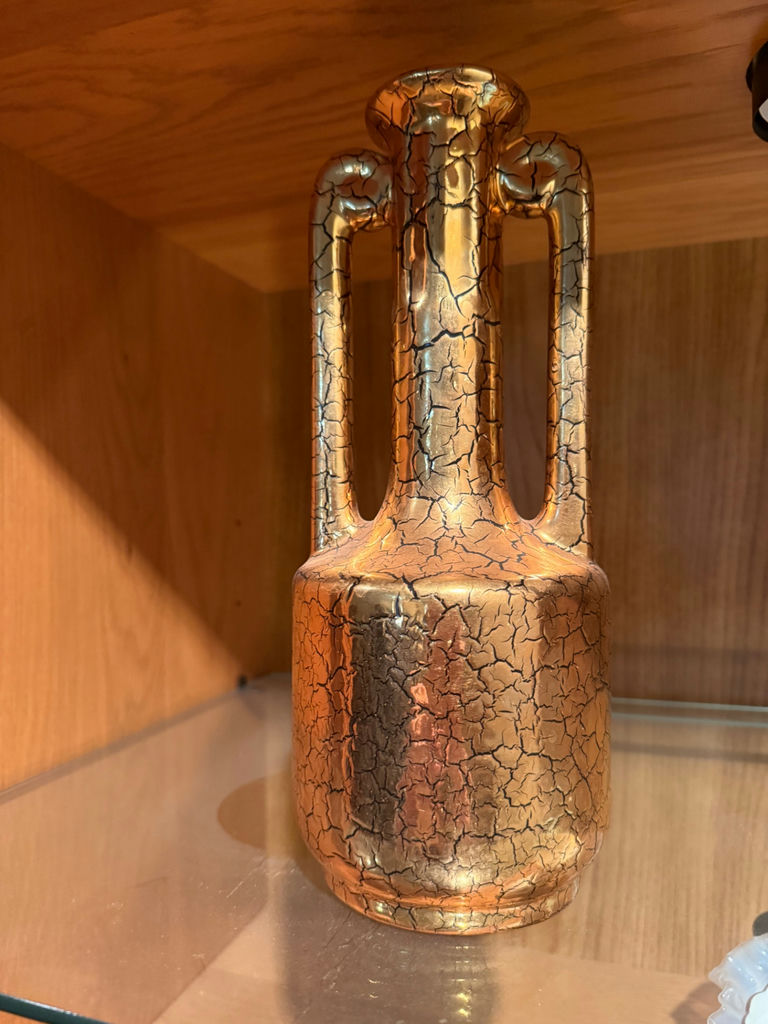 Crackle-glaze two-handle ceramic vase - image 1 of 2