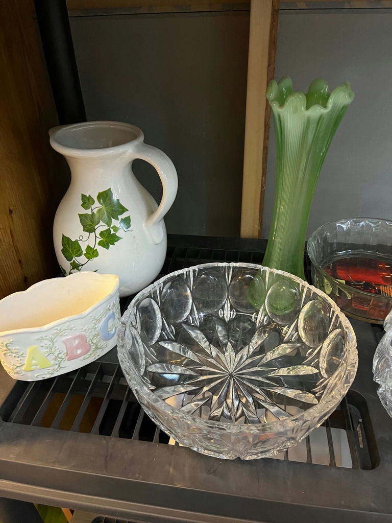 Crystal glassware and assorted servingware - image 2 of 4