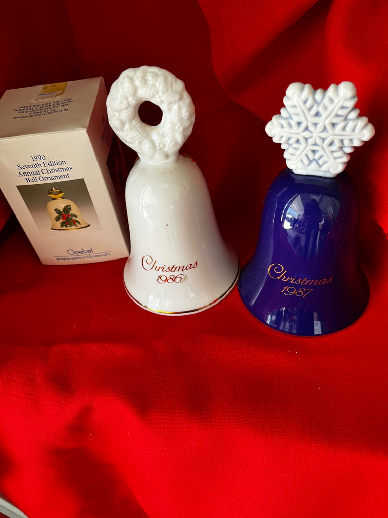 Goebel Avon Christmas Bell Ornaments, 1986 and 1987 - image 2 of 4