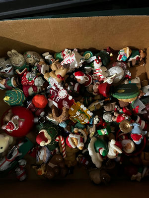 Box of assorted Christmas ornaments and holiday decorations - Image 1 of 2