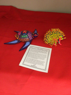 Oaxacan Wood Carvings and Radial Pencil Sunburst - Image 1 of 4