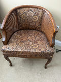 Vintage Upholstered Accent Chair with Cane Sides - thumbnail 1 of 3