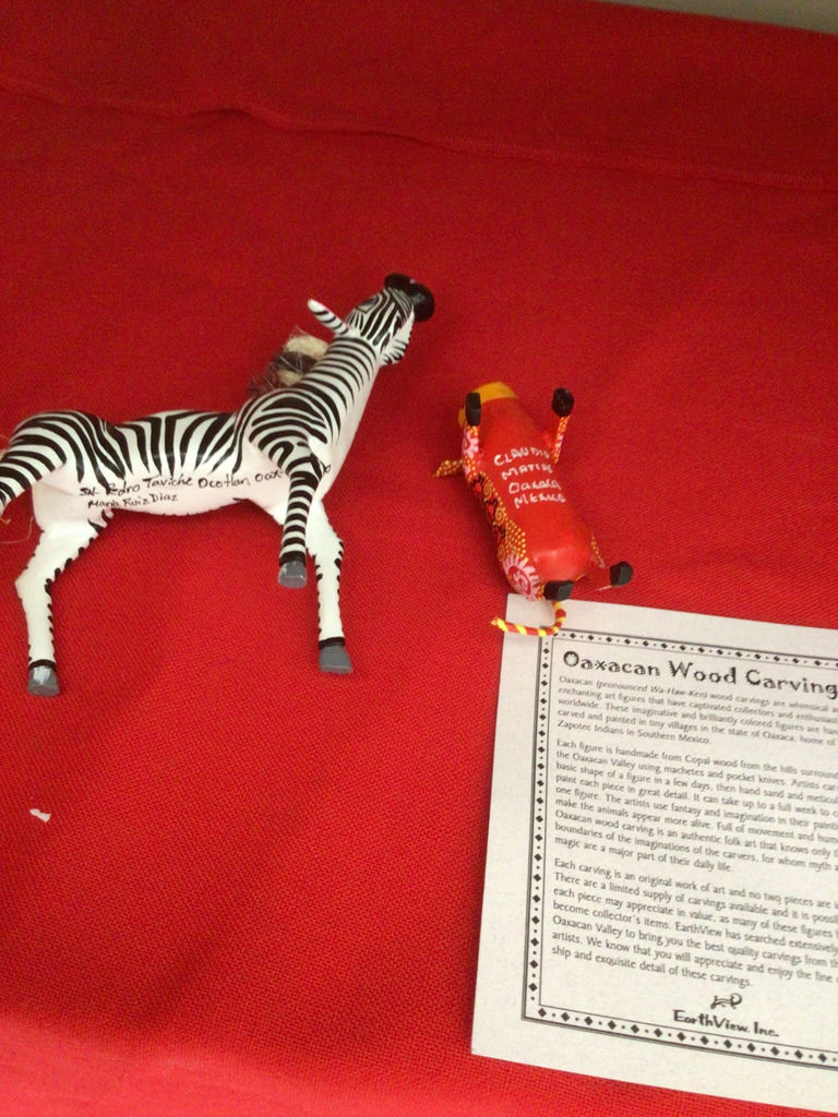 Oaxacan wood carvings: zebra horse and alebrije figure - image 2 of 2