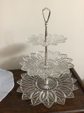 Three-tier glass cake stand with matching frosted plate - thumbnail 3 of 3