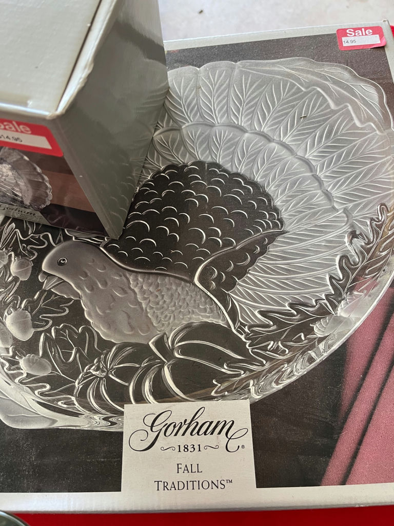 Gorham Fall Traditions glass serving bowl and platter - image 2 of 3