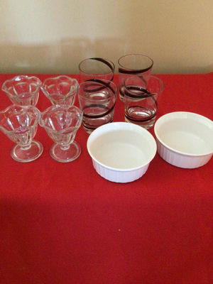 Glassware set: crystal goblets, tinted tumblers, and white ramekins - Image 1 of 1