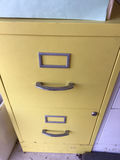 Yellow metal filing cabinet with two drawers - thumbnail 1 of 1