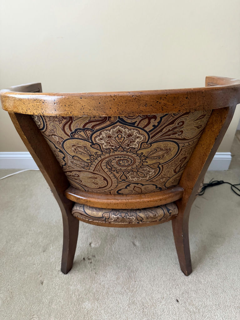 Vintage Upholstered Accent Chair with Cane Sides - image 3 of 3