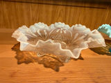 Ruffled-edge glass compote bowls (clear and blue) - thumbnail 2 of 5