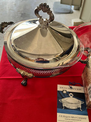 Silver-plated lidded serving dish with cracker tray - Image 1 of 3