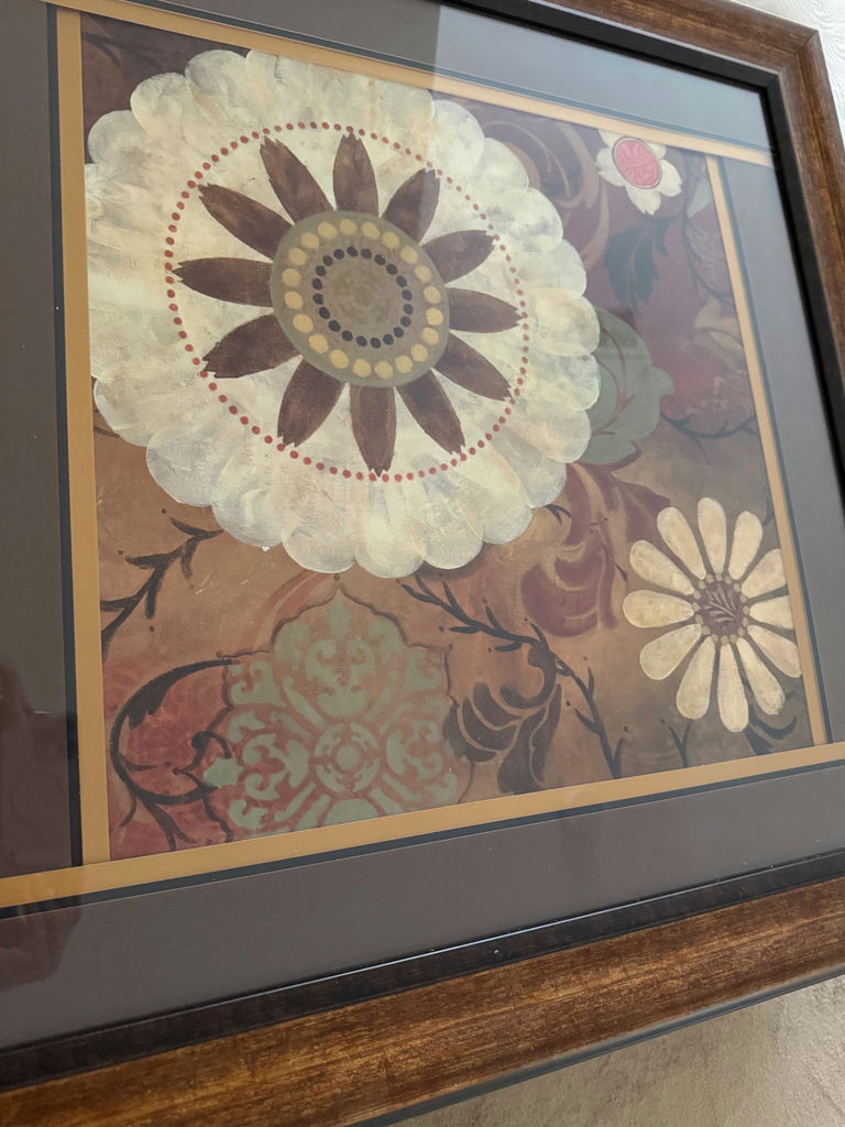 Framed floral artwork - image 2 of 2
