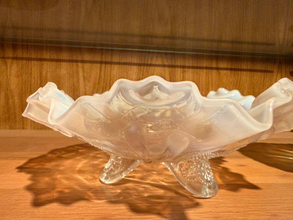 Ruffled-edge glass compote bowls (clear and blue) - image 5 of 5