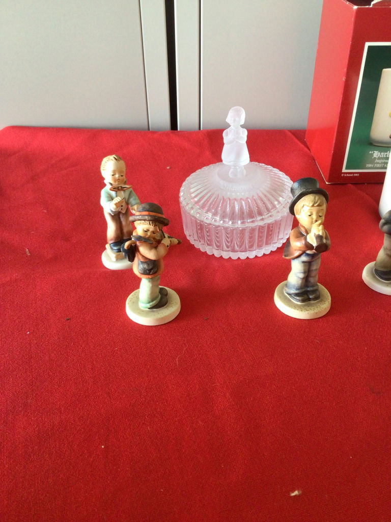 Porcelain figurine set with glass lidded dish and mug - image 2 of 5