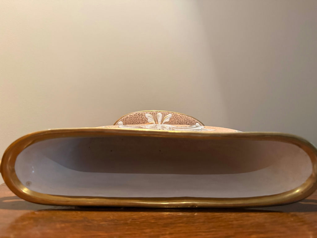 Decorative pedestal ceramic bowl with floral motif - image 3 of 3