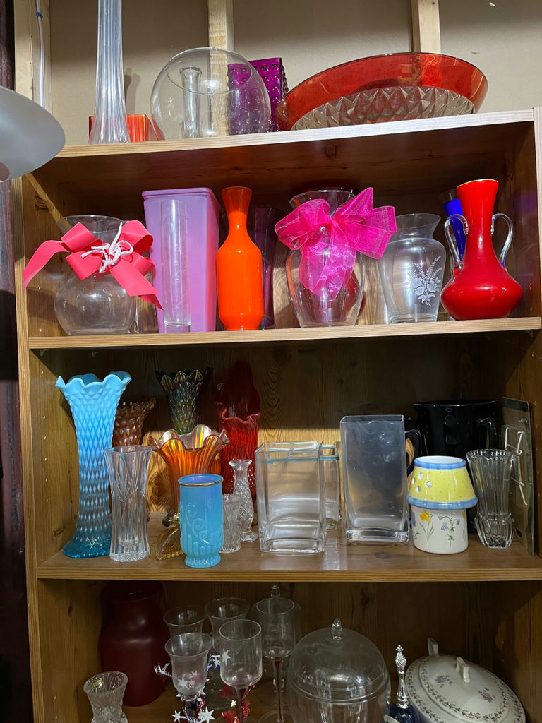 Crystal glassware and assorted servingware - image 1 of 4