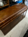 Antique wooden blanket chest with inlaid lid - thumbnail 4 of 4