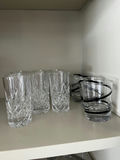Crystal-cut glass tumblers and black stripe glasses - thumbnail 1 of 1