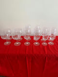 Vintage etched glass stemware: four wine glasses, four cocktail glasses, four champagne flutes - thumbnail 1 of 2
