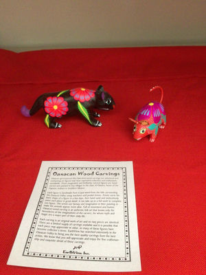 Oaxacan Wood Carvings – Hand-painted animal figurines - Image 1 of 3