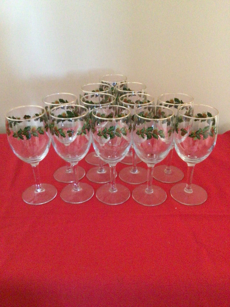 Holly-pattern wine glasses - image 2 of 2