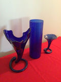 Blue cobalt glass vase and two decorative sculptures - thumbnail 3 of 3