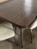 Dark wood dining table with beige upholstered chairs - thumbnail 4 of 4