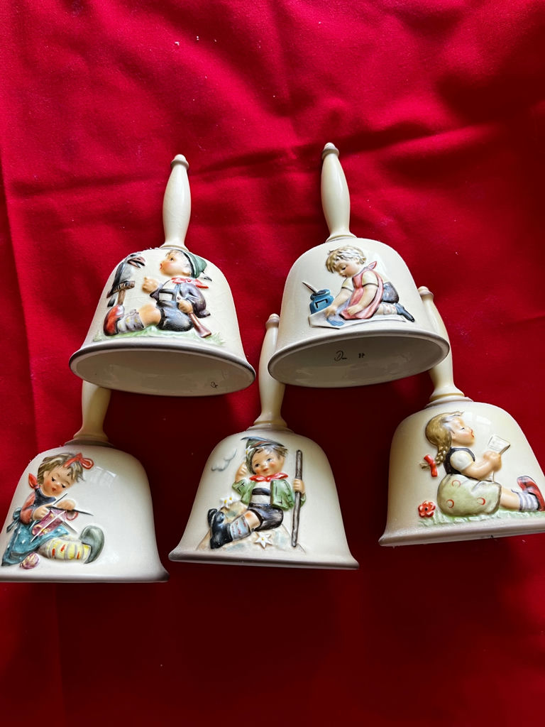 Set of five vintage ceramic bells with year marks 1983–1987 - image 2 of 2