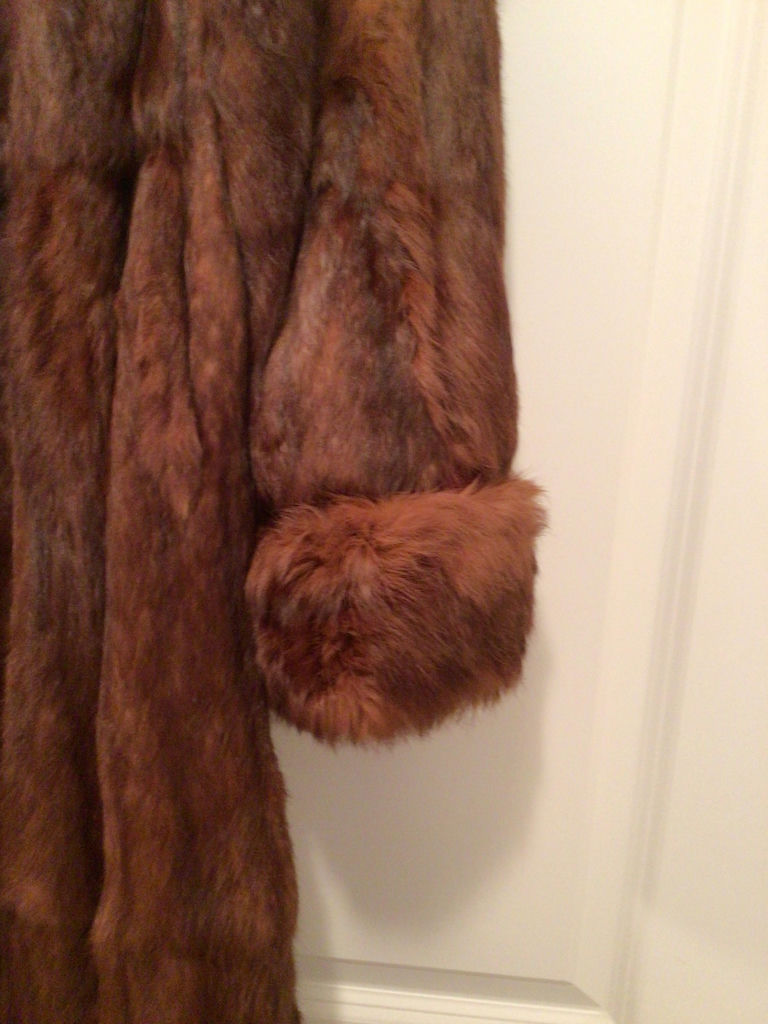 Long brown fur coat with fur cuffs - image 3 of 4