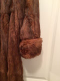 Long brown fur coat with fur cuffs - thumbnail 3 of 4