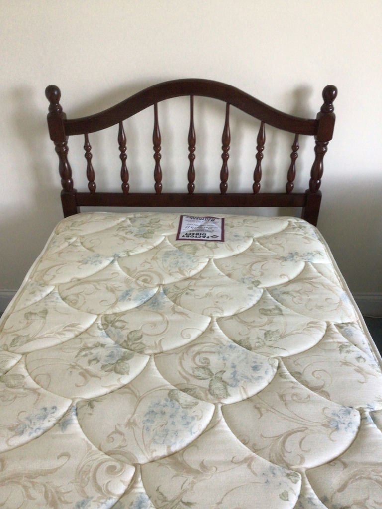Wooden bed frame with mattress - image 2 of 2