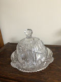 Crystal glass lidded dish with matching plate - thumbnail 1 of 2