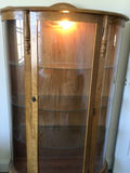 Wooden curved-front curio display cabinet - thumbnail 1 of 2